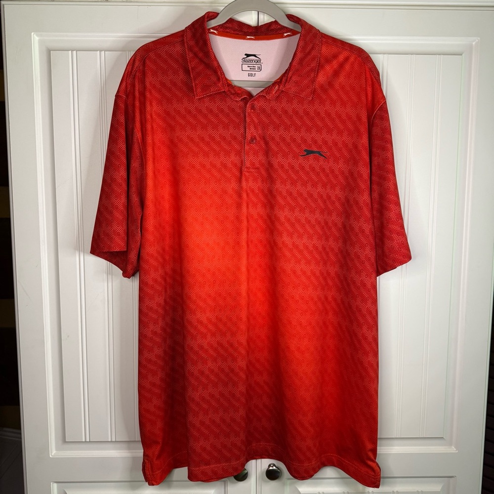 Slazenger Golf Men’s Performance Polo – Size XXL – Red Patterned